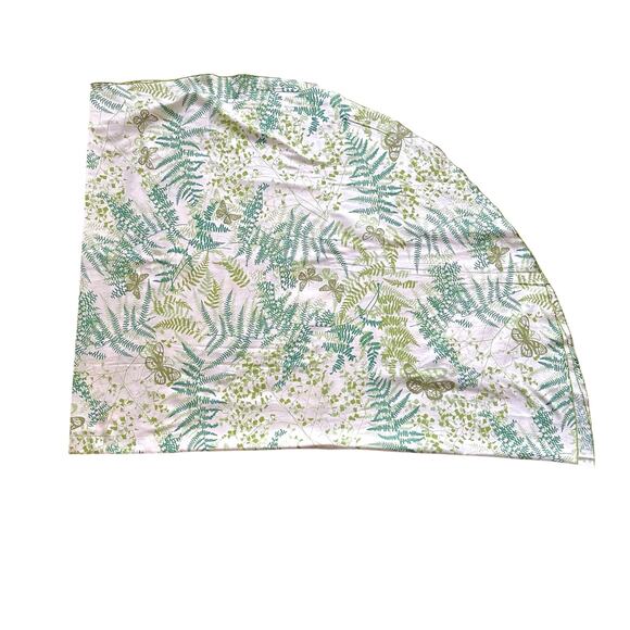 Vintage Vera Neumann Green Fern Butterfly Oval Oblong Tablecloth - Picture 2 of 12